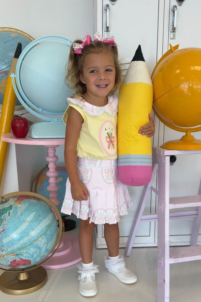 Extra Small Back to School Colorblock ABCs Print Hair Bow