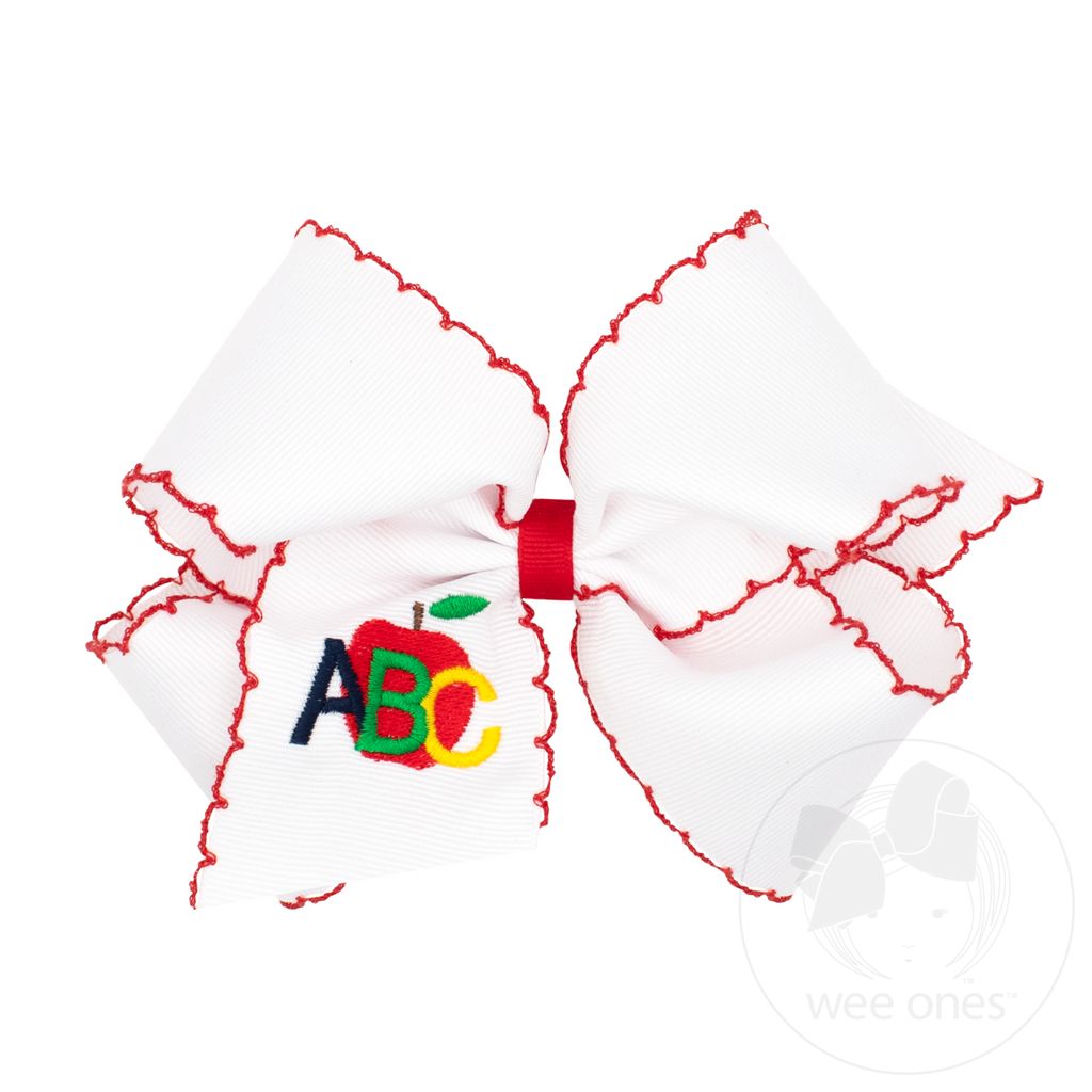 King Back to School Moonstitch ABCs Embroidered Hair Bow - ABC'S