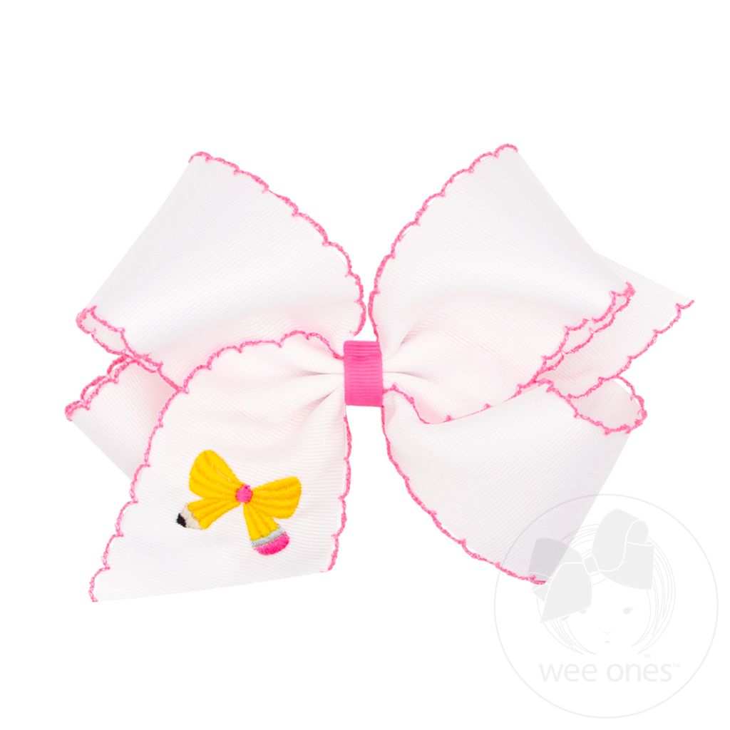King Back to School Moonstitch Bow Embroidered Hair Bow - BOW