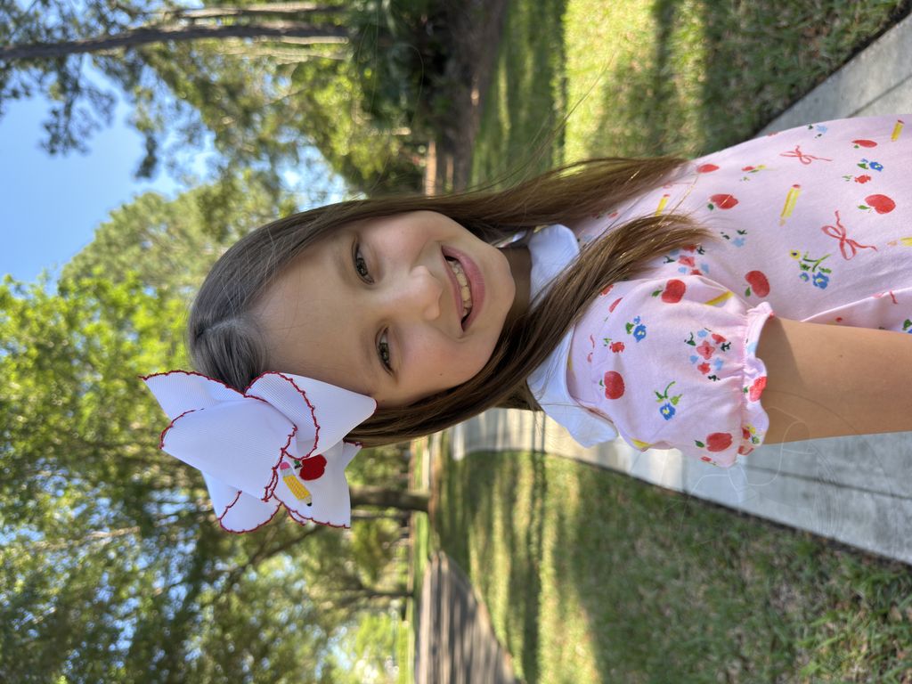 King Back to School Moonstitch Pencil Embroidered Hair Bow