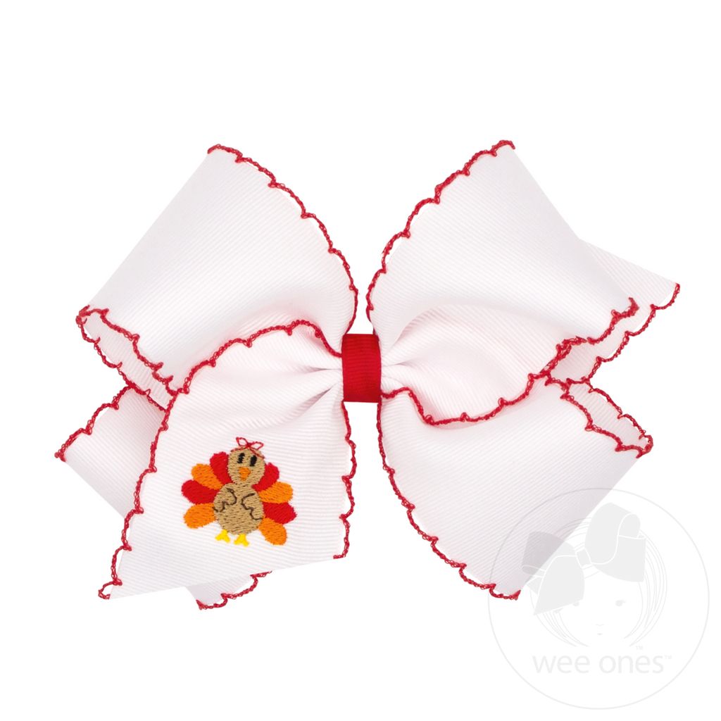 King Harvest Turkey Embroidery Moonstitch Hair Bow - TURKEY