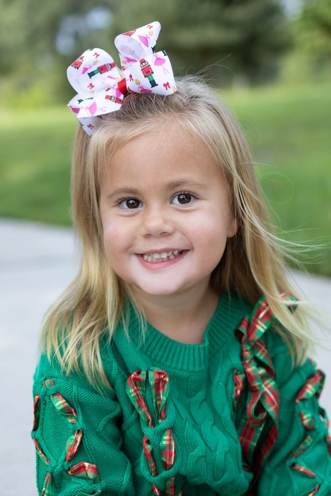 Medium Nutcracker Print Christmas Hair Bow