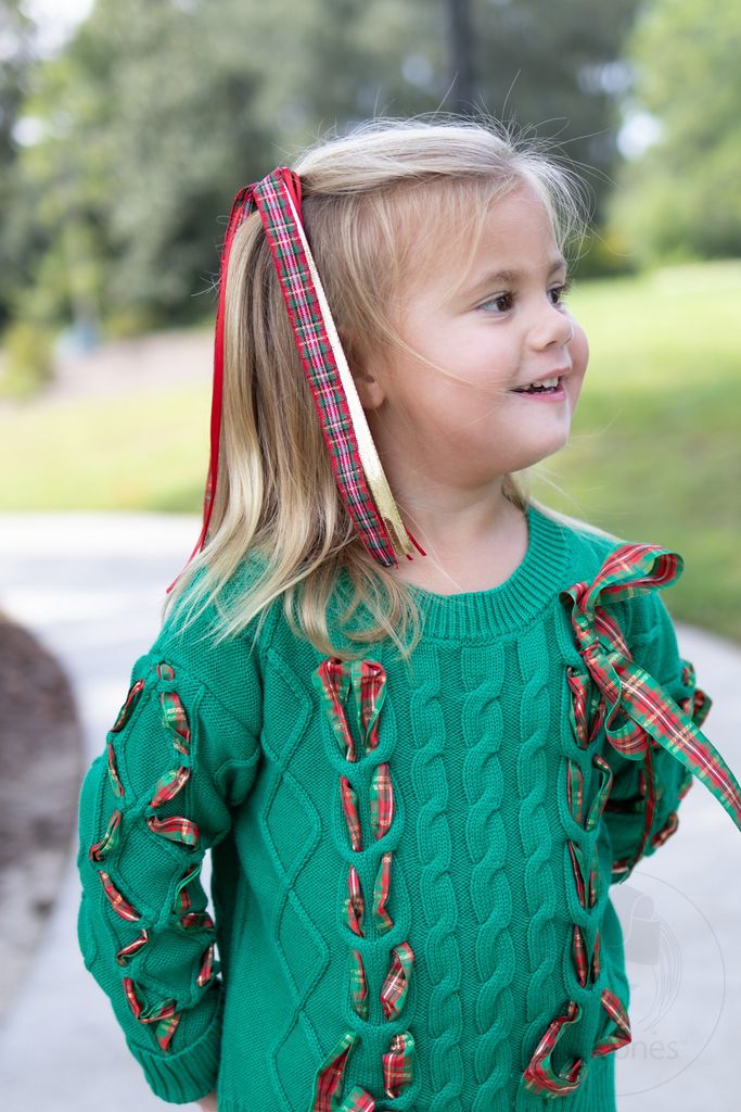 Christmas Plaid and Metallic Streamer Hair Clip