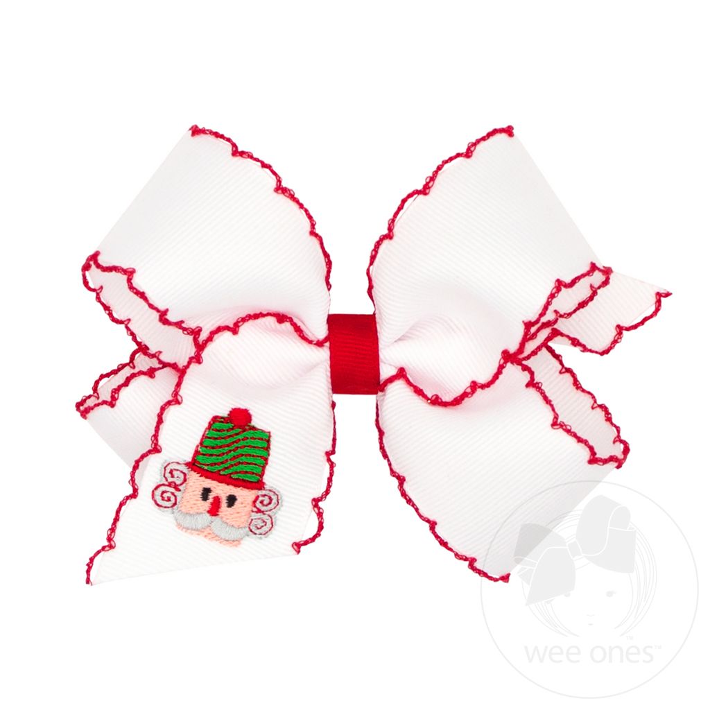 Medium Moonstitch Nutcracker Embroidered Hair Bow - NUTCRACKER