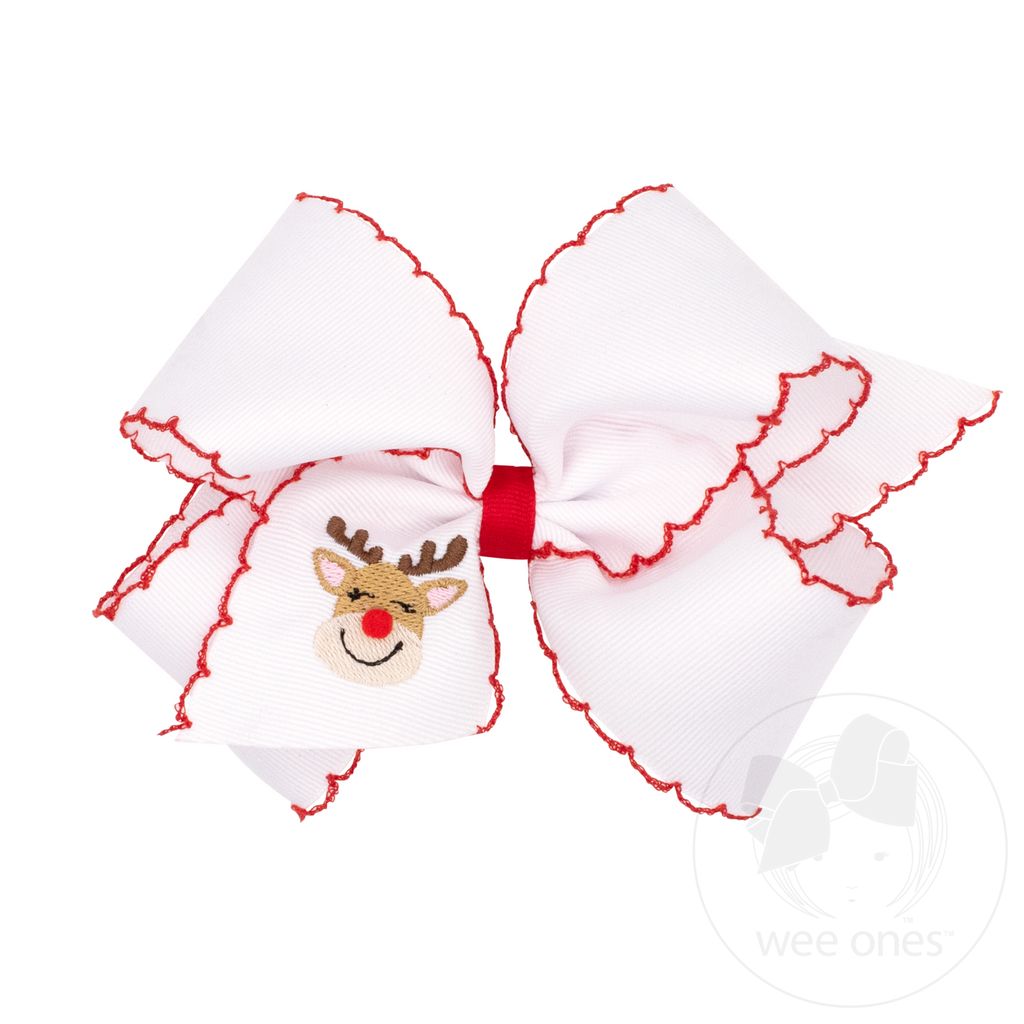 King Moonstitch Reindeer Embroidered Hair Bow - REINDEER