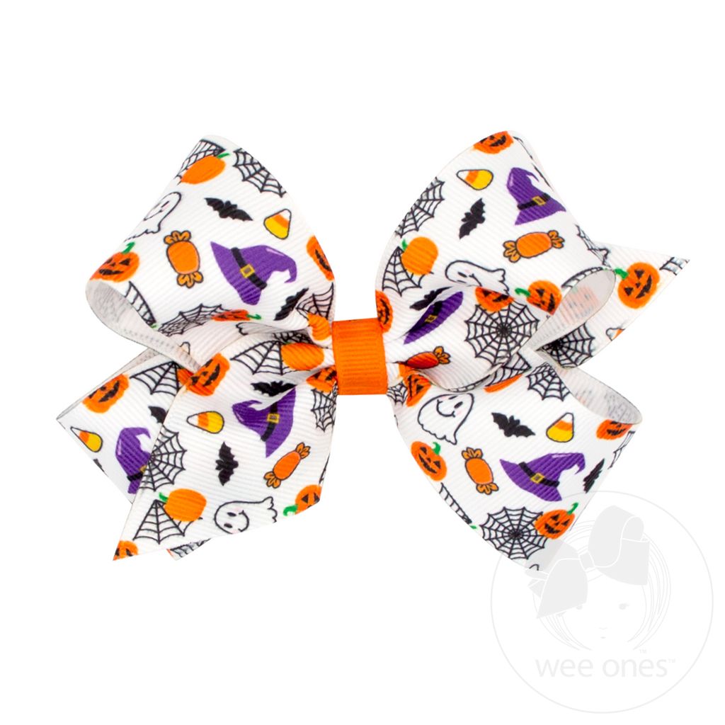 Medium Halloween Print Hair Bow - HALLOWEEN CHARACTERS