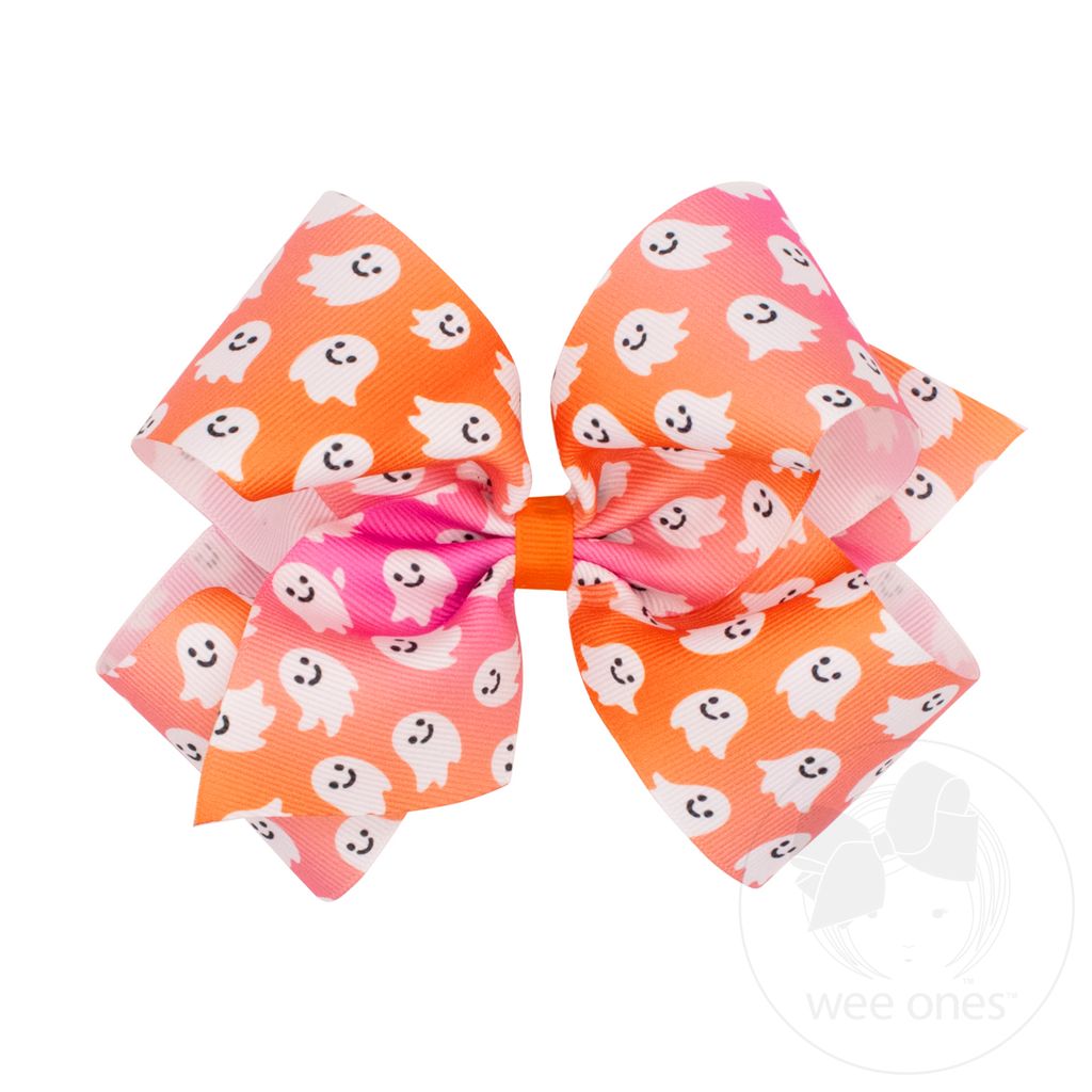King Halloween Ghost Print Hair Bow - GHOST