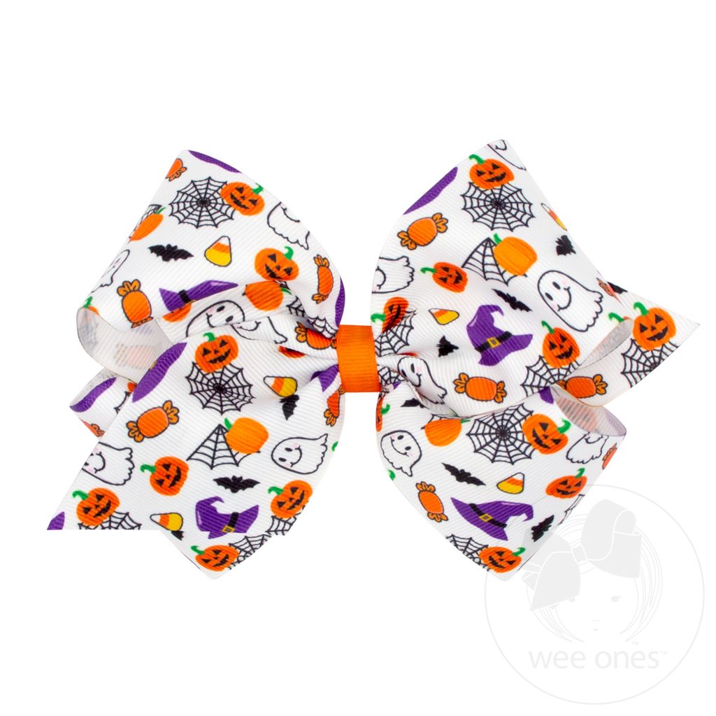 King Halloween Print Hair Bow - HALLOWEEN CHARACTERS