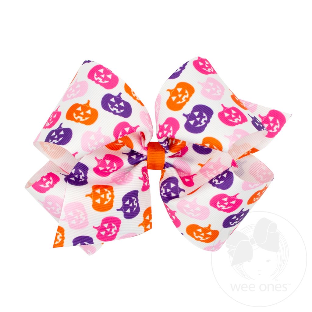 King Halloween Jack o' Lantern Print Hair Bow - JACK O LANTERN