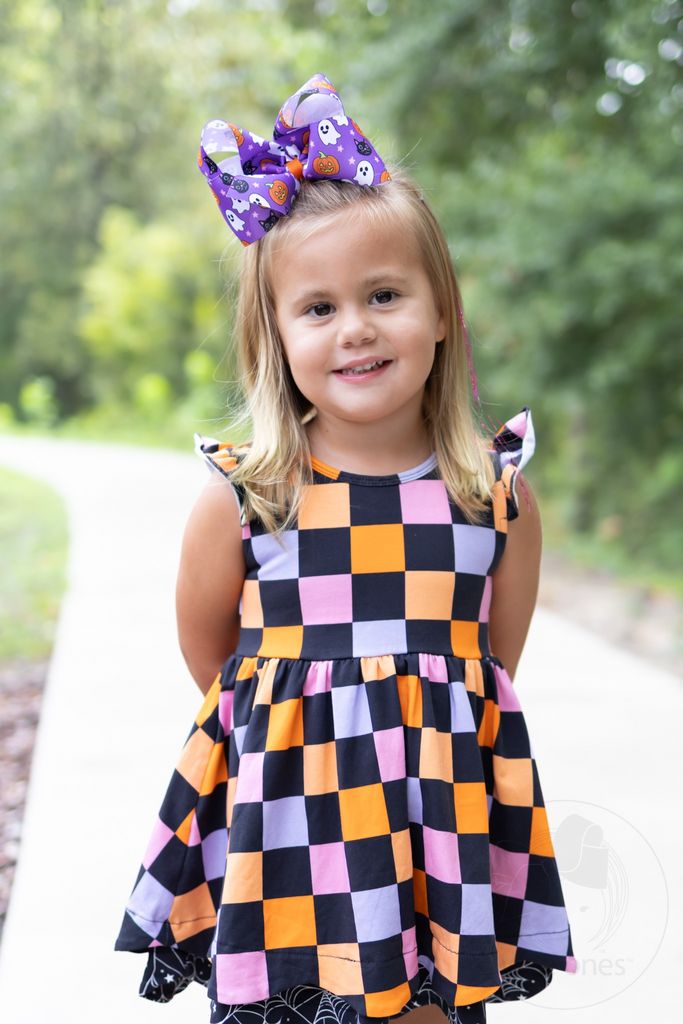 King Purple Halloween Print Hair Bow