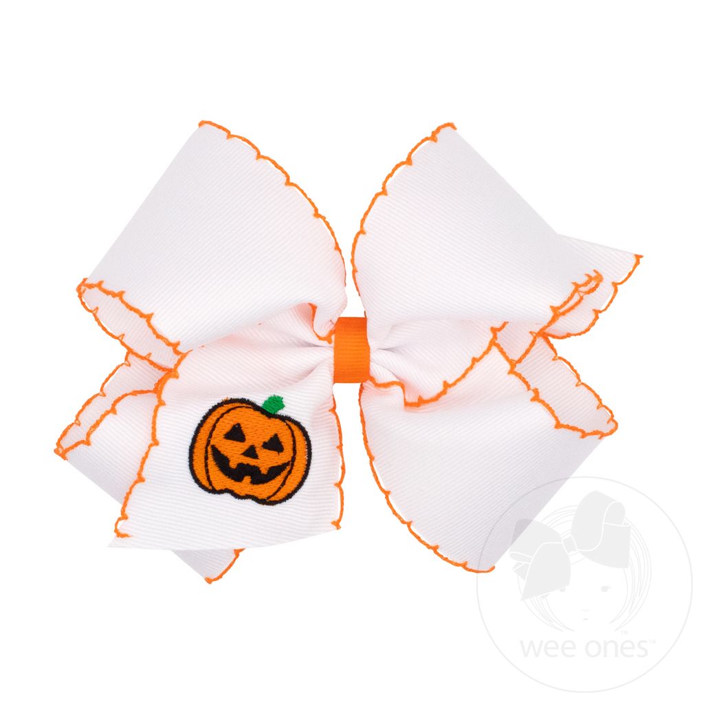 King Halloween Jack o' Lantern Embroidery Moonstitch Hair Bow - JACK O LANTERN