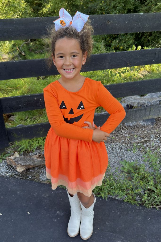 King Halloween Jack o' Lantern Embroidery Moonstitch Hair Bow