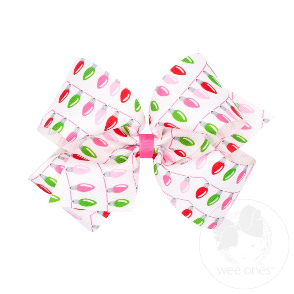 King Pink Christmas Lights Print Bow - LIGHTS