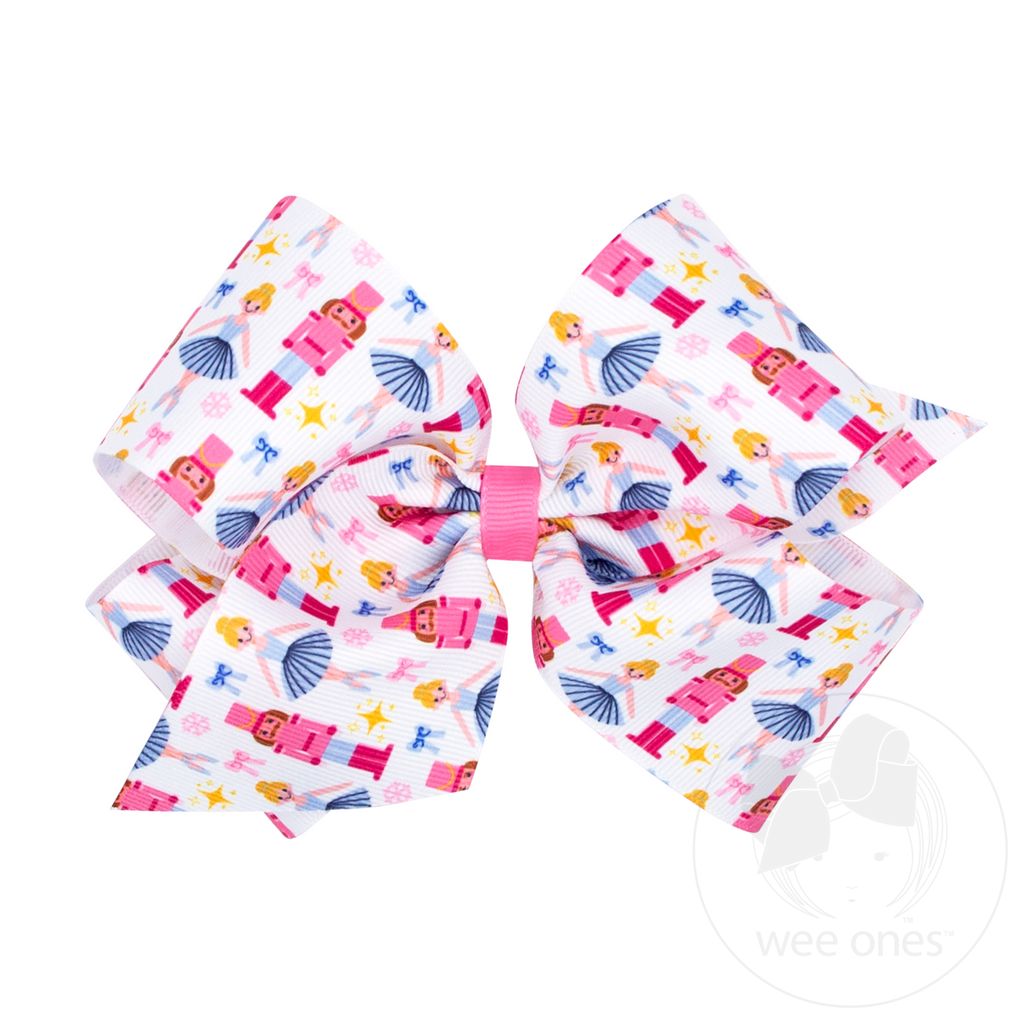 King Pink Nutcracker Print Bow - NUTCRACKER