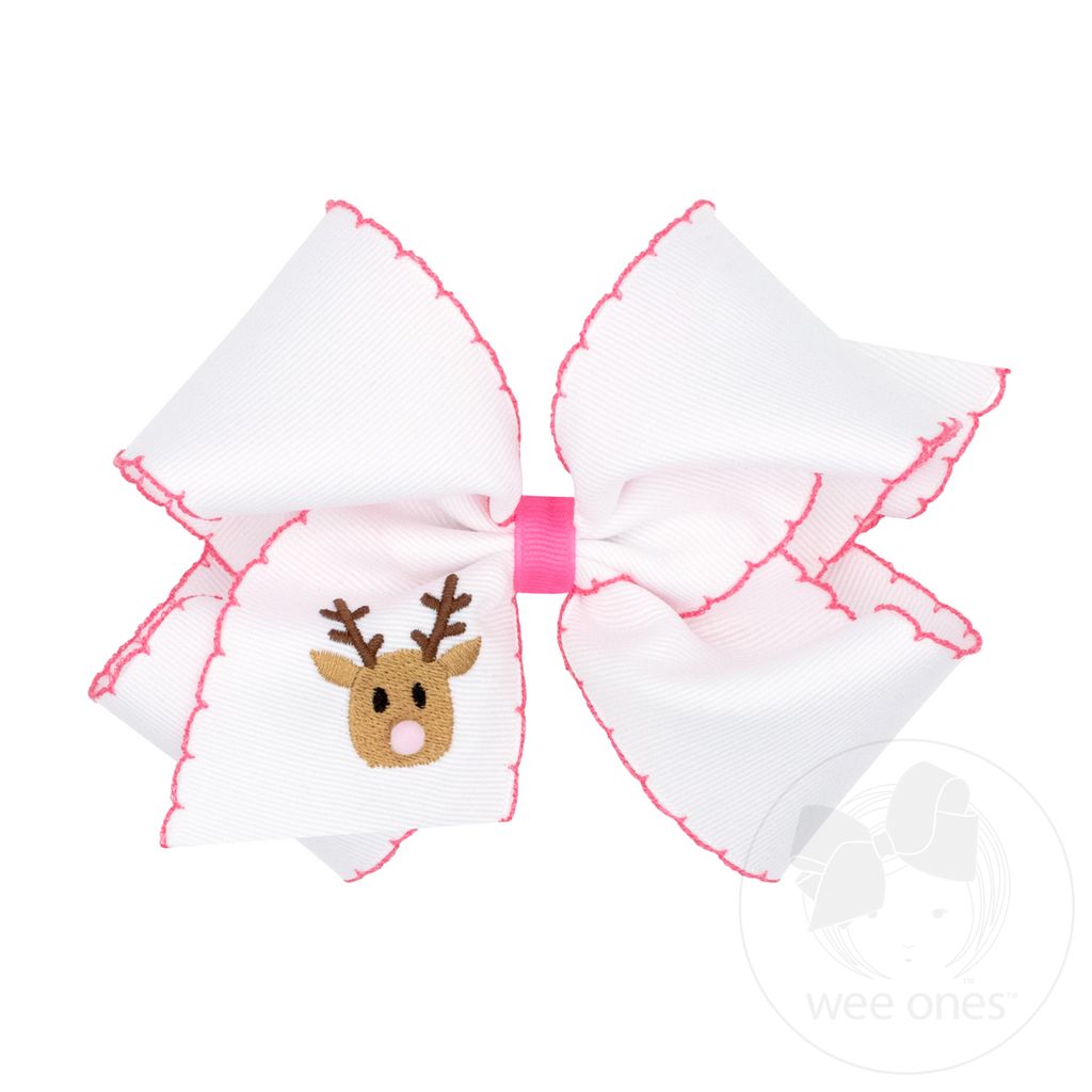 King Moonstitch Reindeer Embroidery Hair Bow - REINDEER