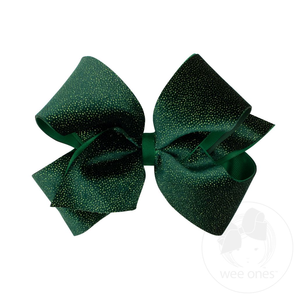 King Sparkle Velvet and Grosgrain Underlay Hair Bow - FOREST GREEN