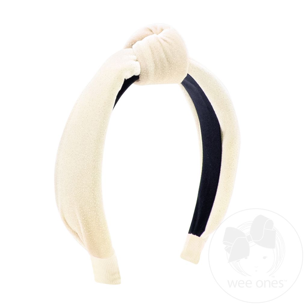 Sparkle Velvet Knot Headband - ANTIQUE WHITE