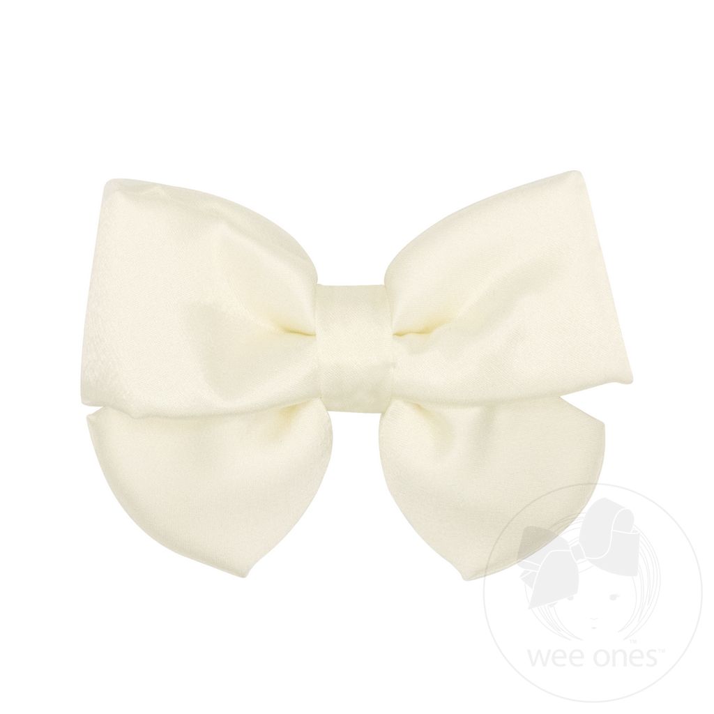 Medium Satin Plush-Filled Hair Bow - ANTIQUE WHITE