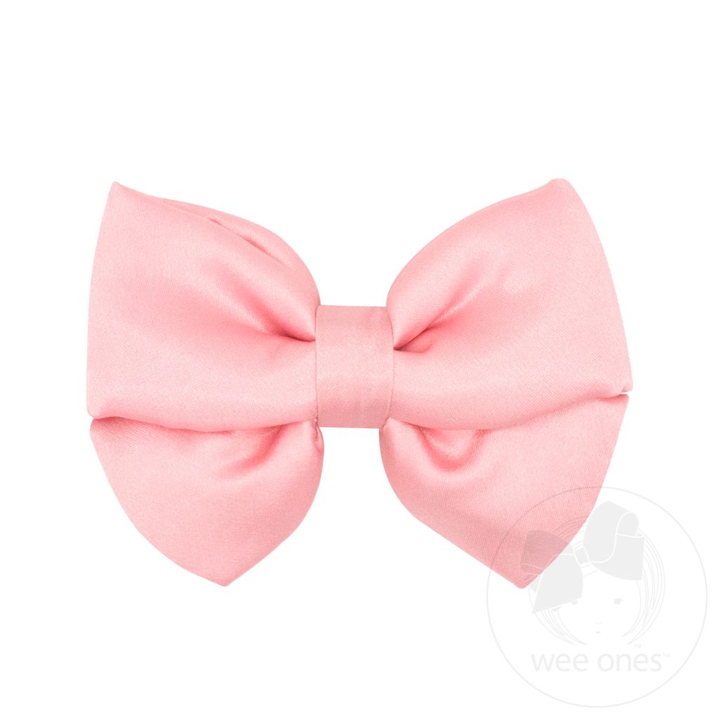 Medium Satin Plush-Filled Hair Bow - LT PINK