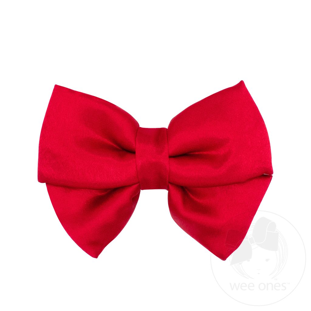 Medium Satin Plush-Filled Hair Bow - RED