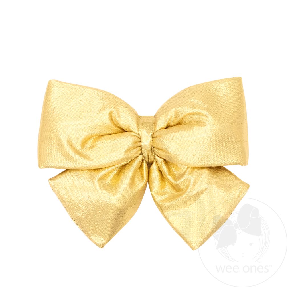 Medium Lamé Plush Hair Bow - GOLD