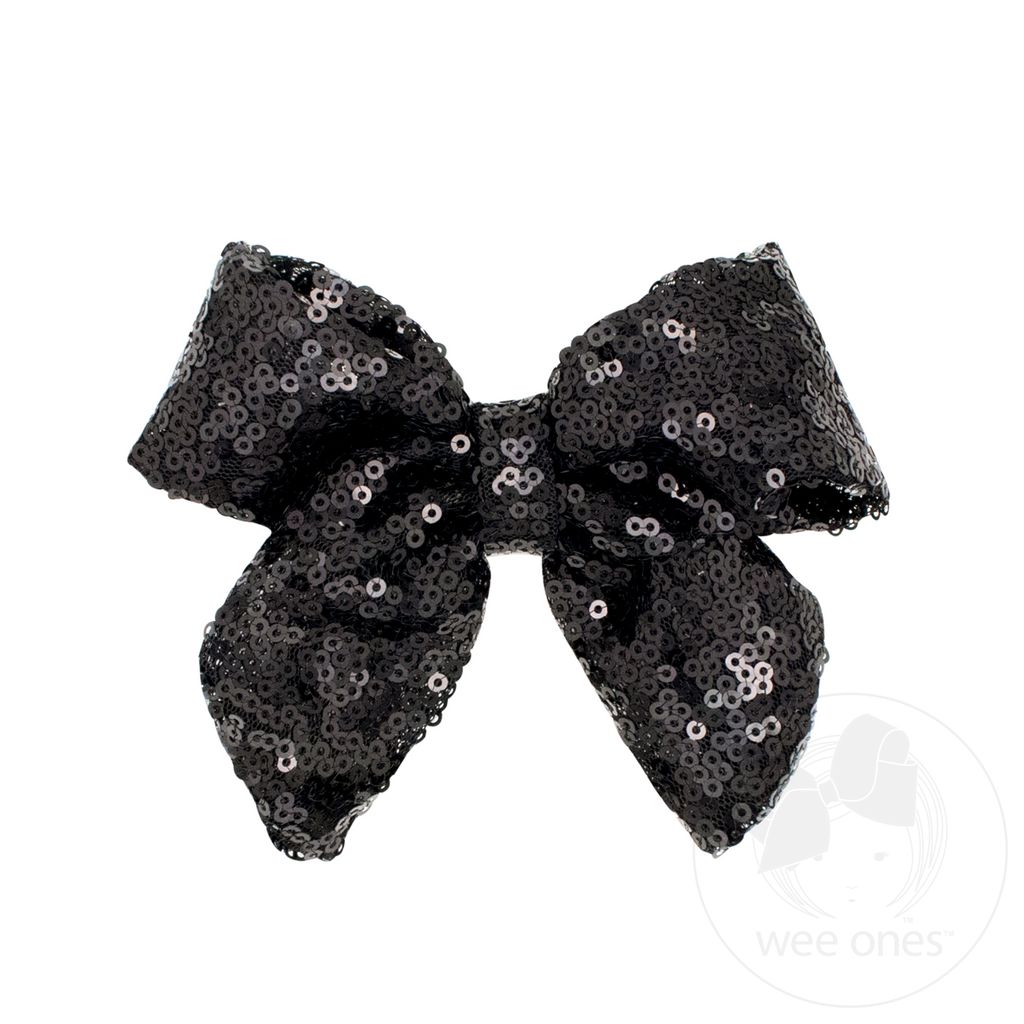 Medium Sequin Bowtie with Tails - BLACK