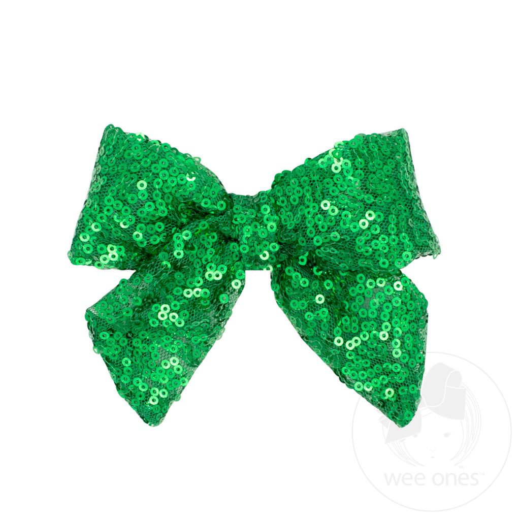 Medium Sequin Bowtie with Tails - GREEN