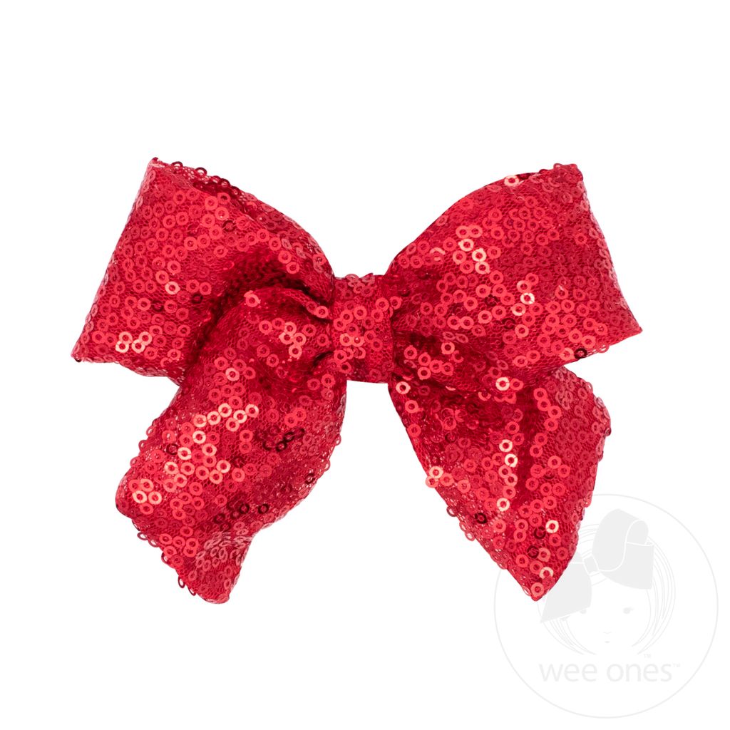 Medium Sequin Bowtie with Tails - RED