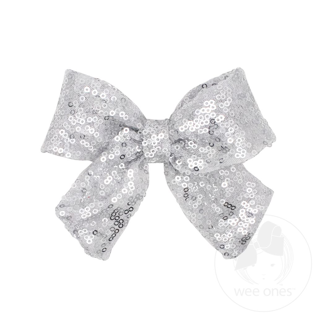 Medium Sequin Bowtie with Tails - SILVER