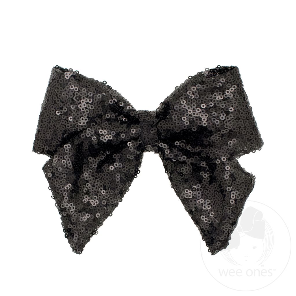 King Sequin Bowtie with Tails - BLACK