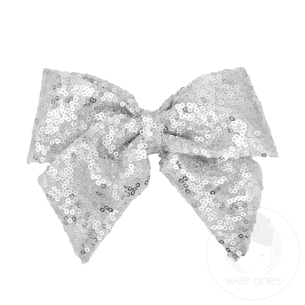 King Sequin Bowtie with Tails - SILVER