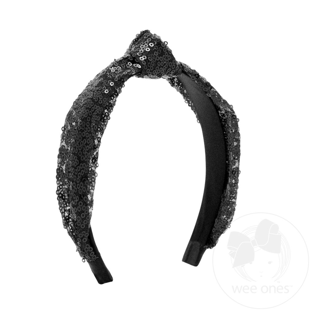 Sequin Knot Headband - BLACK