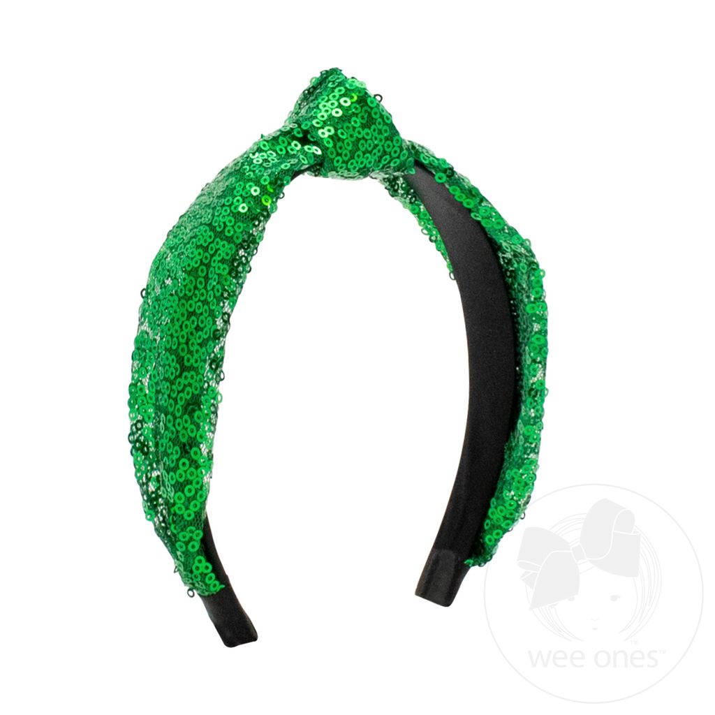 Sequin Knot Headband - GREEN