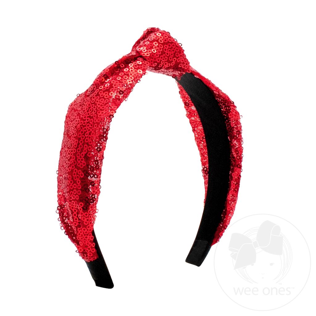 Sequin Knot Headband - RED