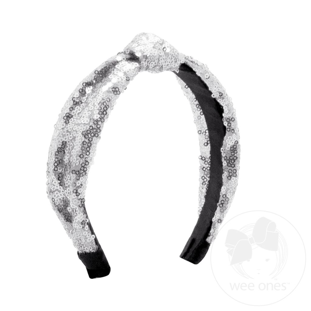 Sequin Knot Headband - SILVER