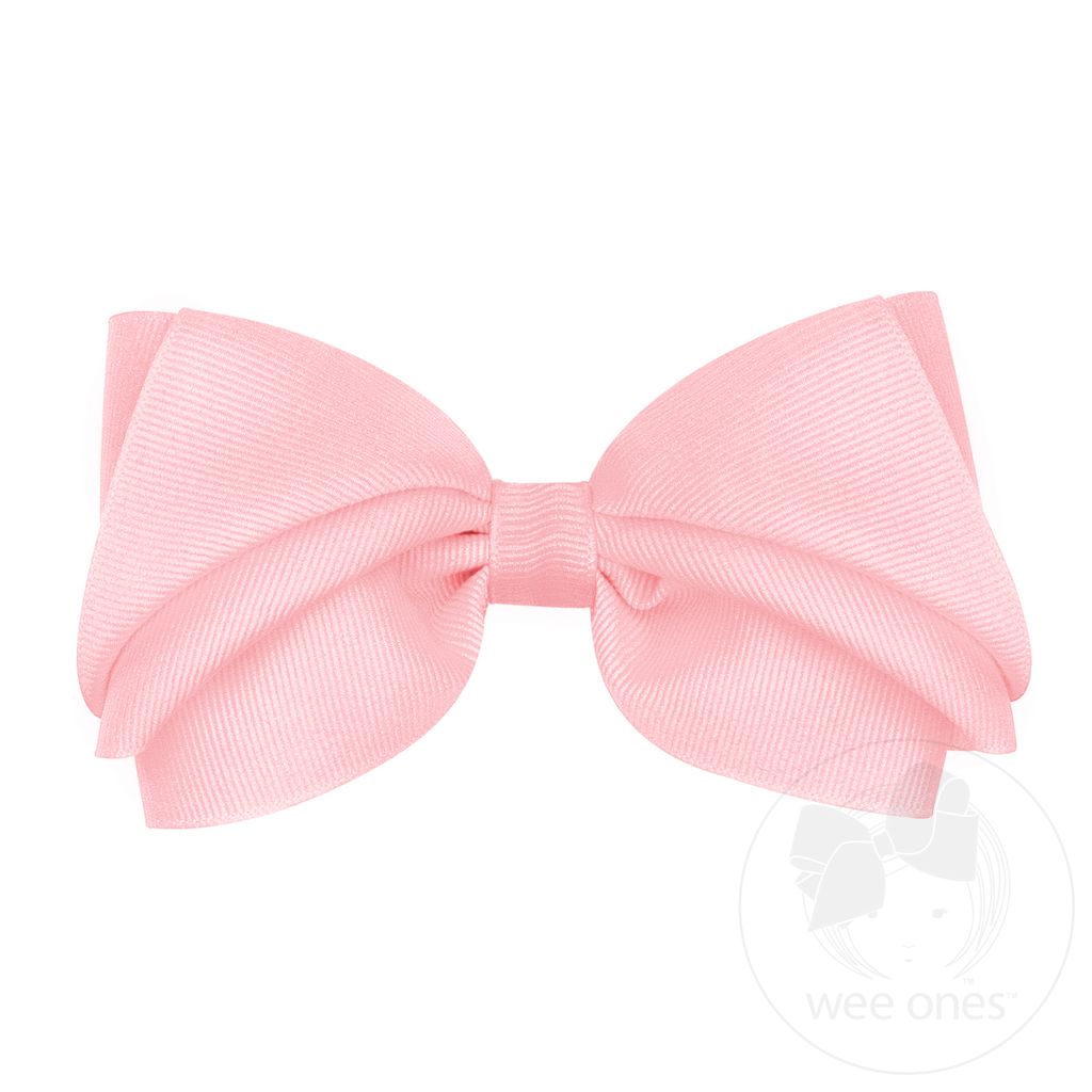 Mini King Pleated Grosgrain Hair Bow - LT PINK