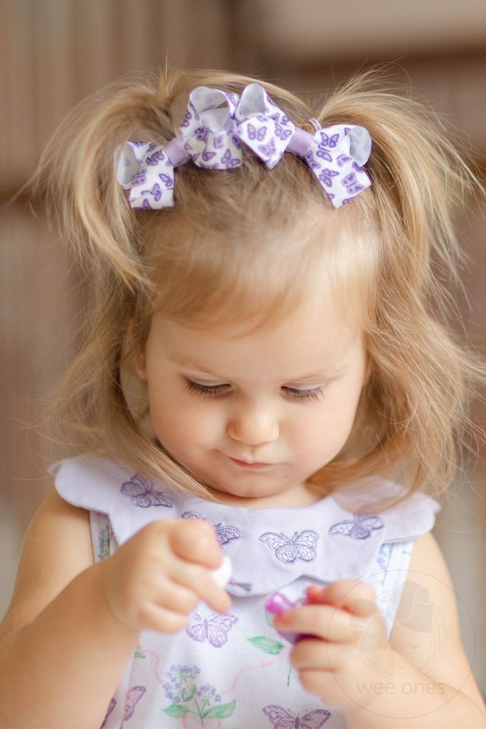 Mini Butterfly Print Grosgrain Hair Bow