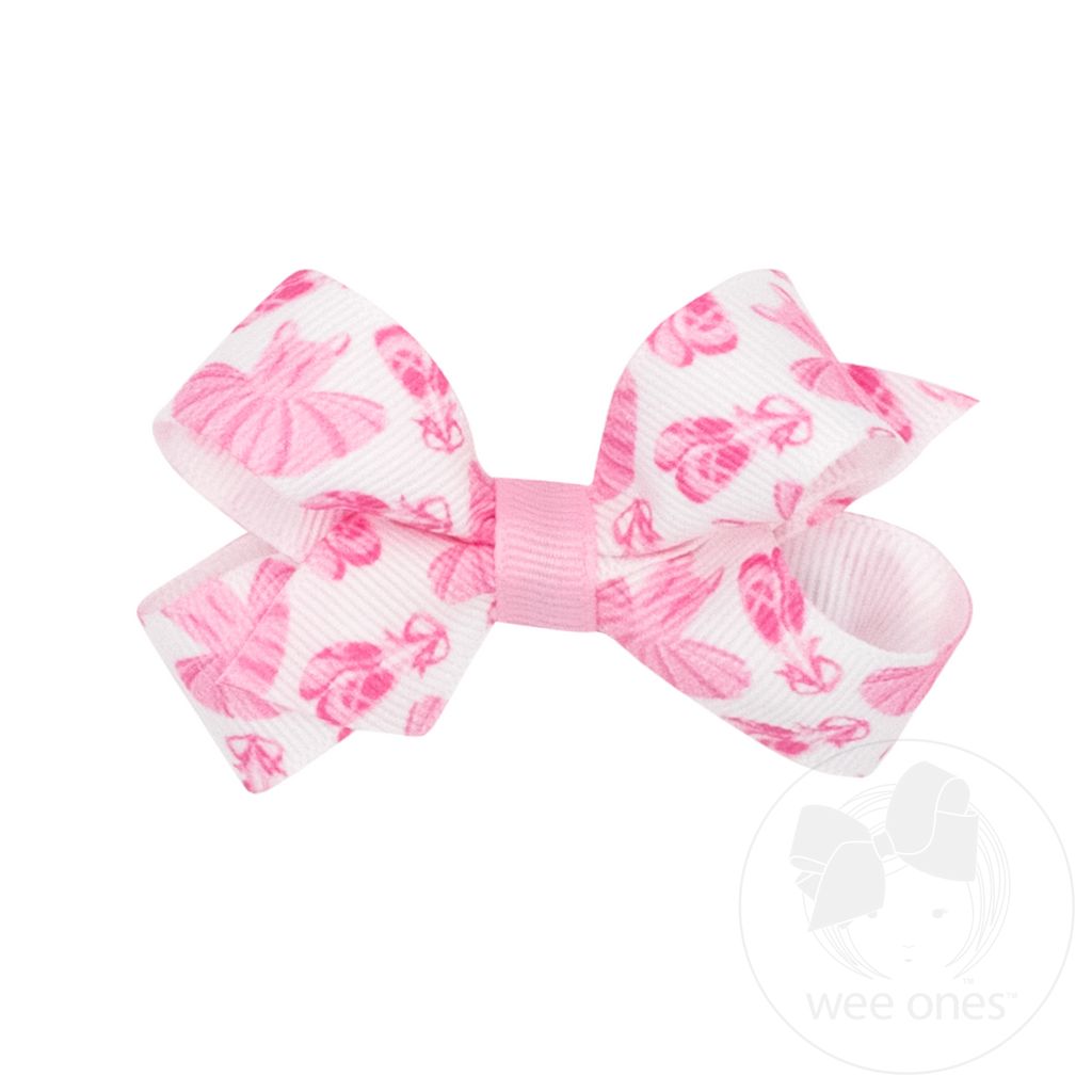 Mini Ballet Print Grosgrain Hair Bow - BALLERINA