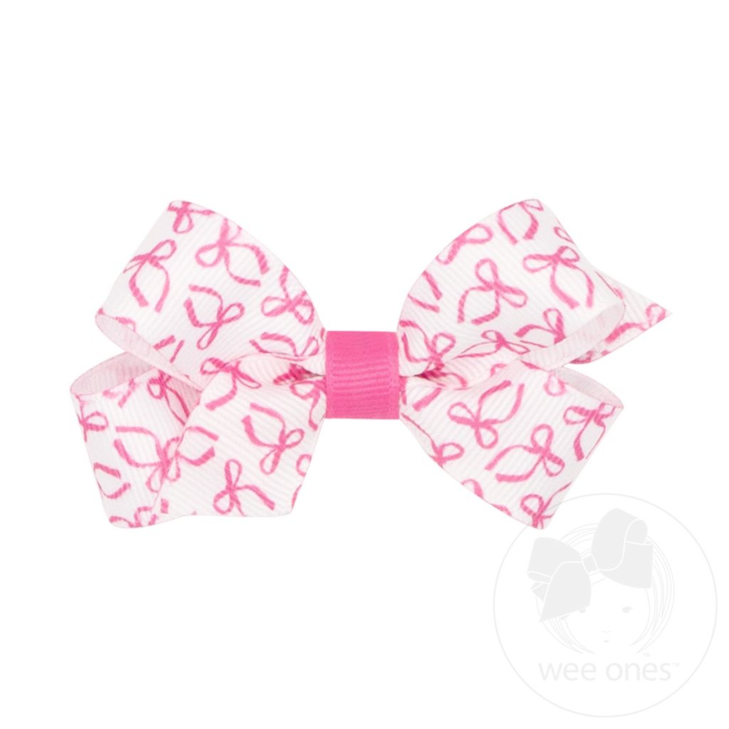Mini Girly Bow Print Grosgrain Hair Bow - BOW