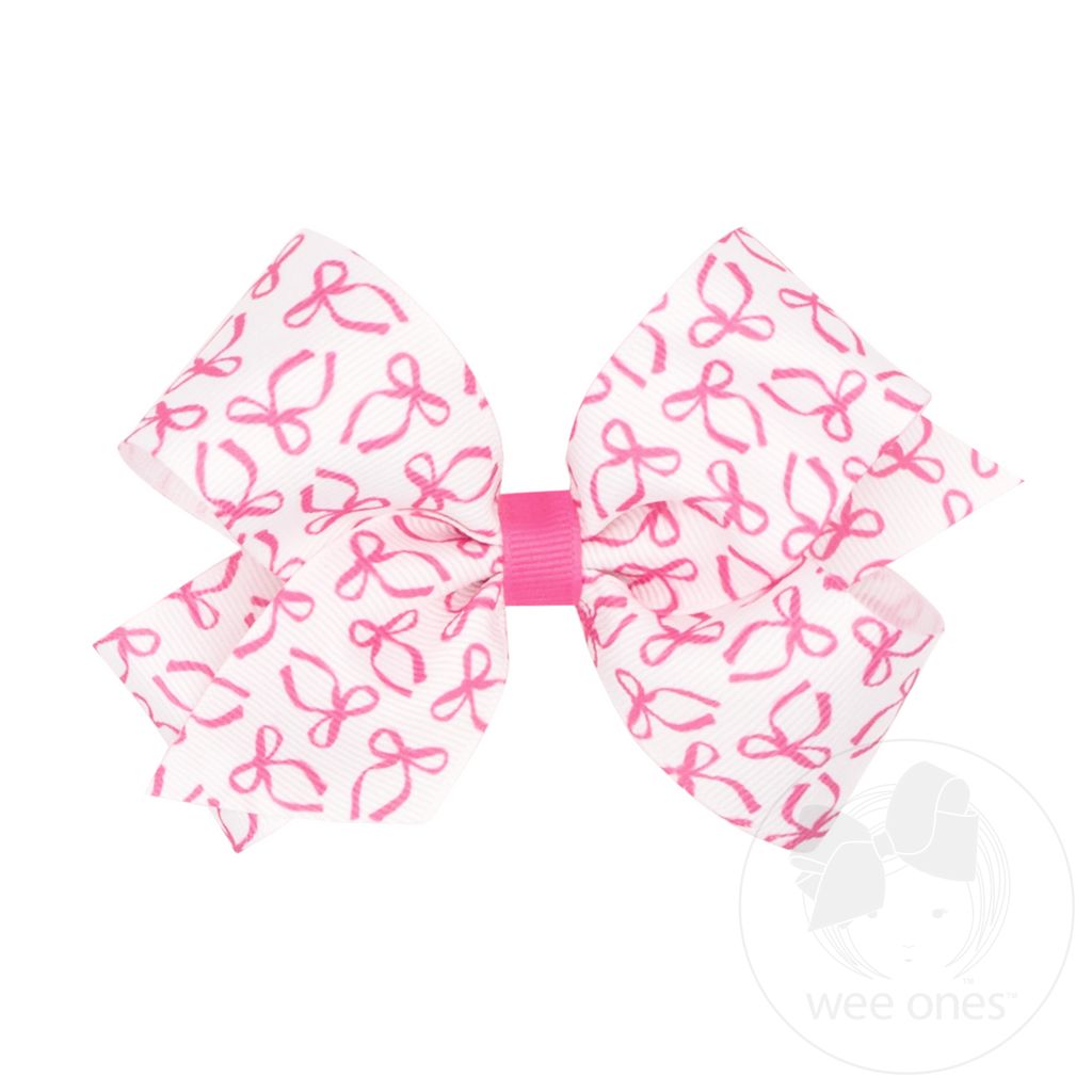 Medium Girly Bow Print Grosgrain Hair Bow - BOW