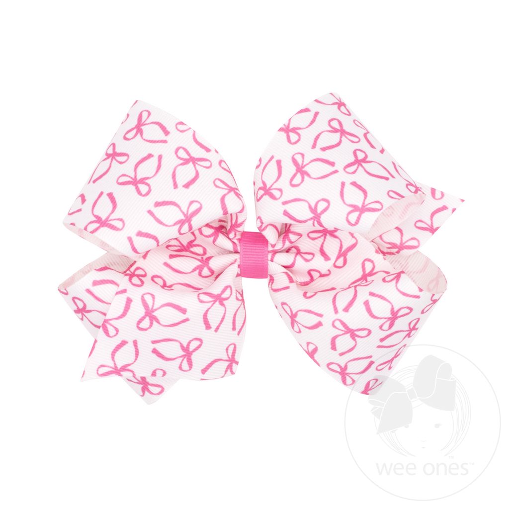 King Girly Bow Print Grosgrain Hair Bow - BOW