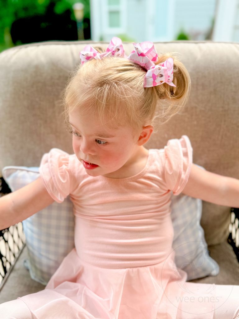 Extra Small Dancer Print Grosgrain Hair Bow