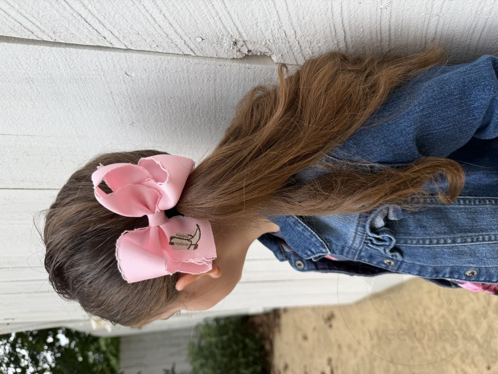 Medium Cowboy Boots Embroidered Moonstitch Hair Bow