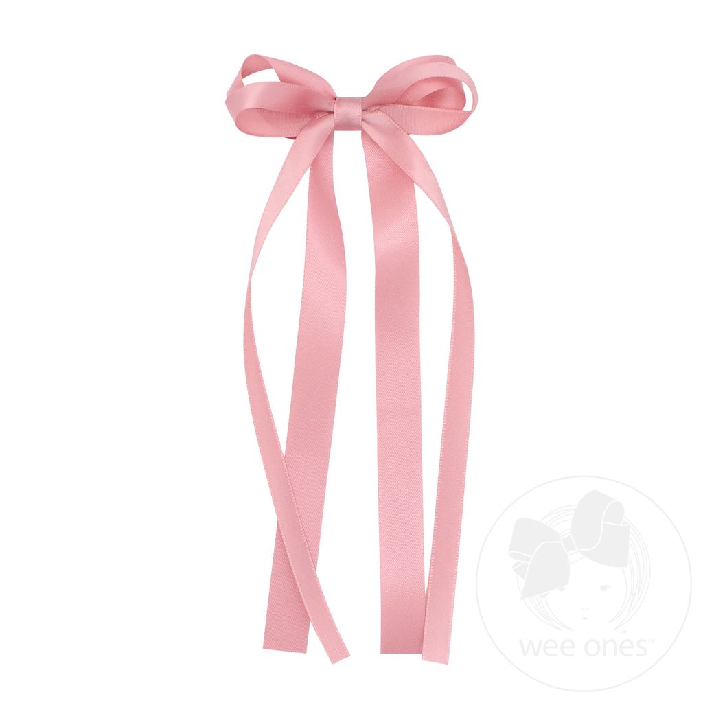 Mini Satin Double Loop Streamer Bow - MAUVE