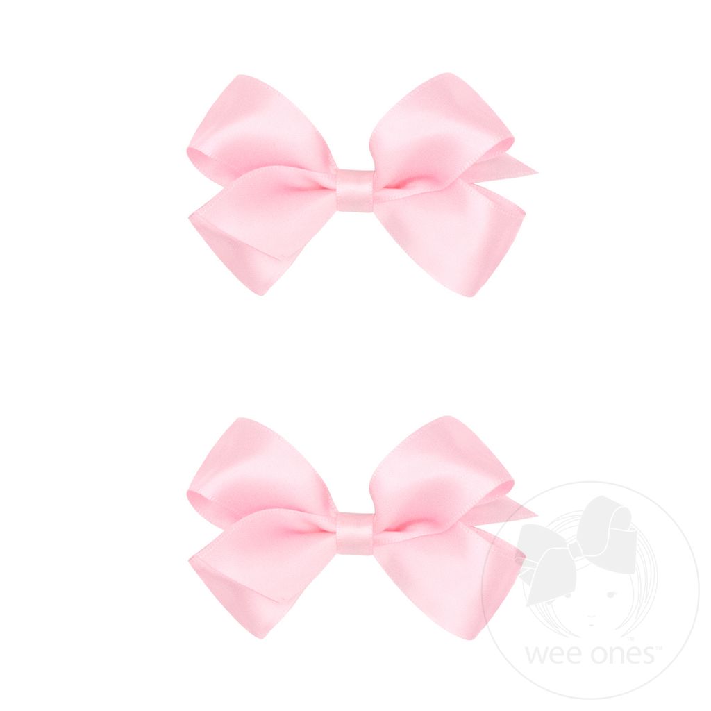 Mini Satin Hair Bow Two Pack - LT PINK