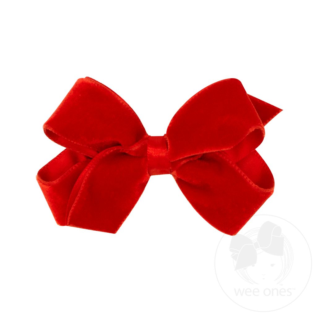 Mini Classic Velvet Bow - RED