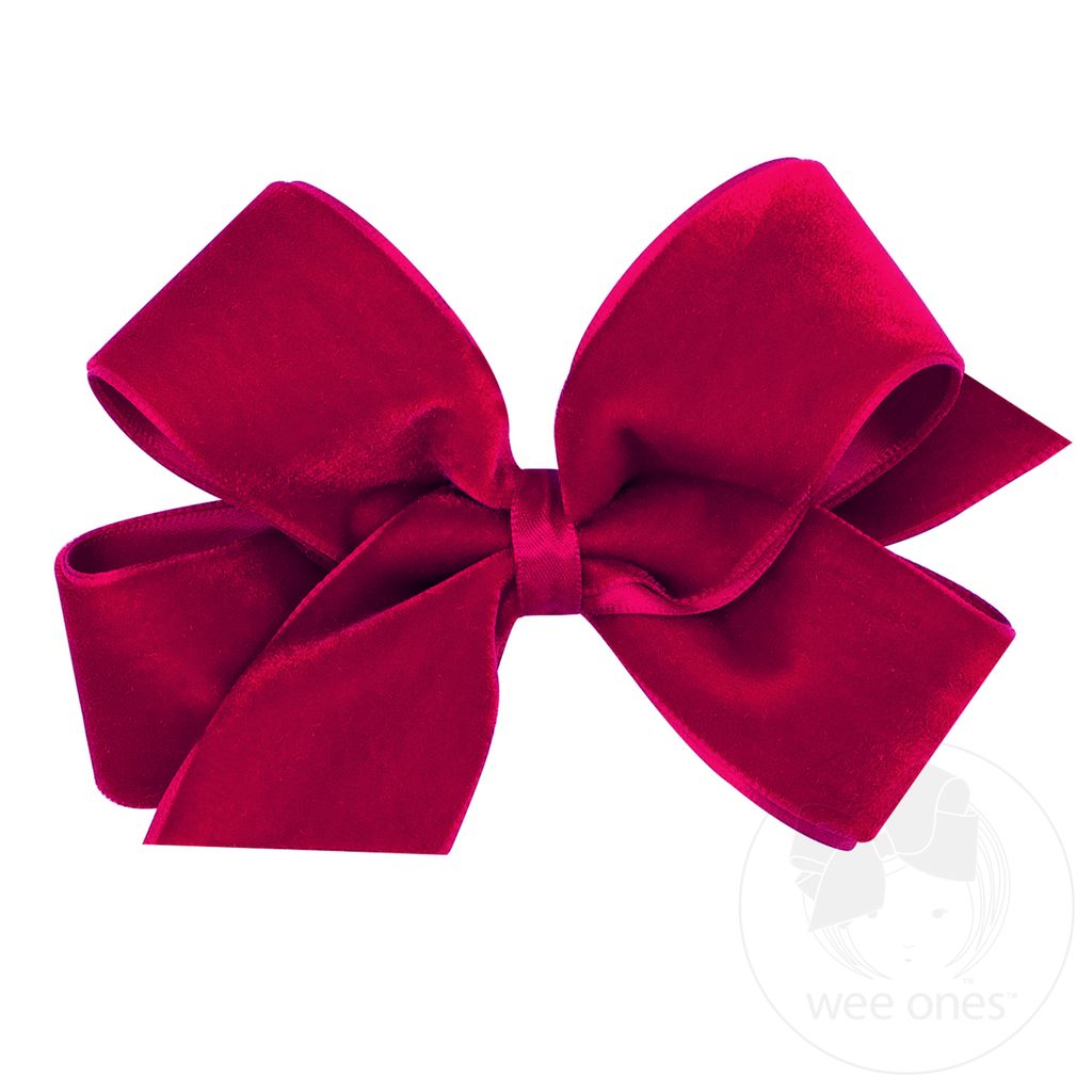 Medium Classic Velvet Bow - CARDINAL