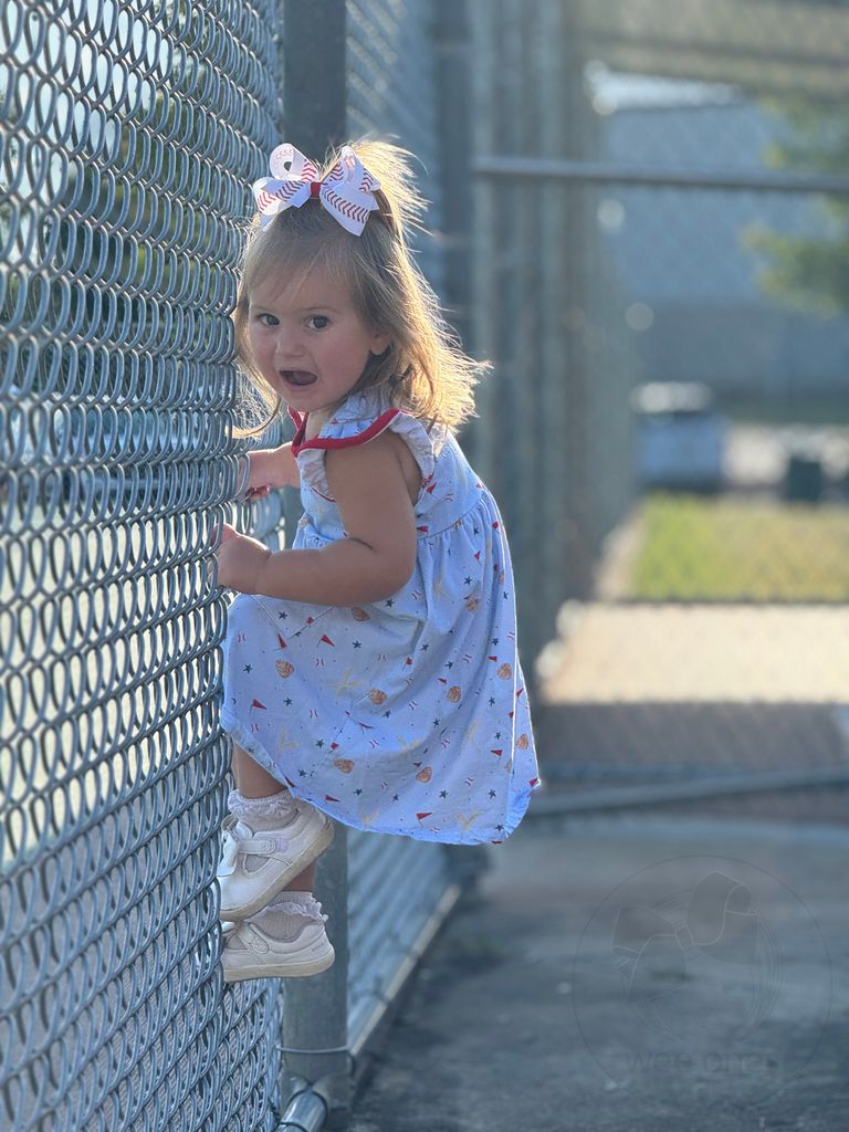 Medium Grosgrain Baseball Print Hair Bow