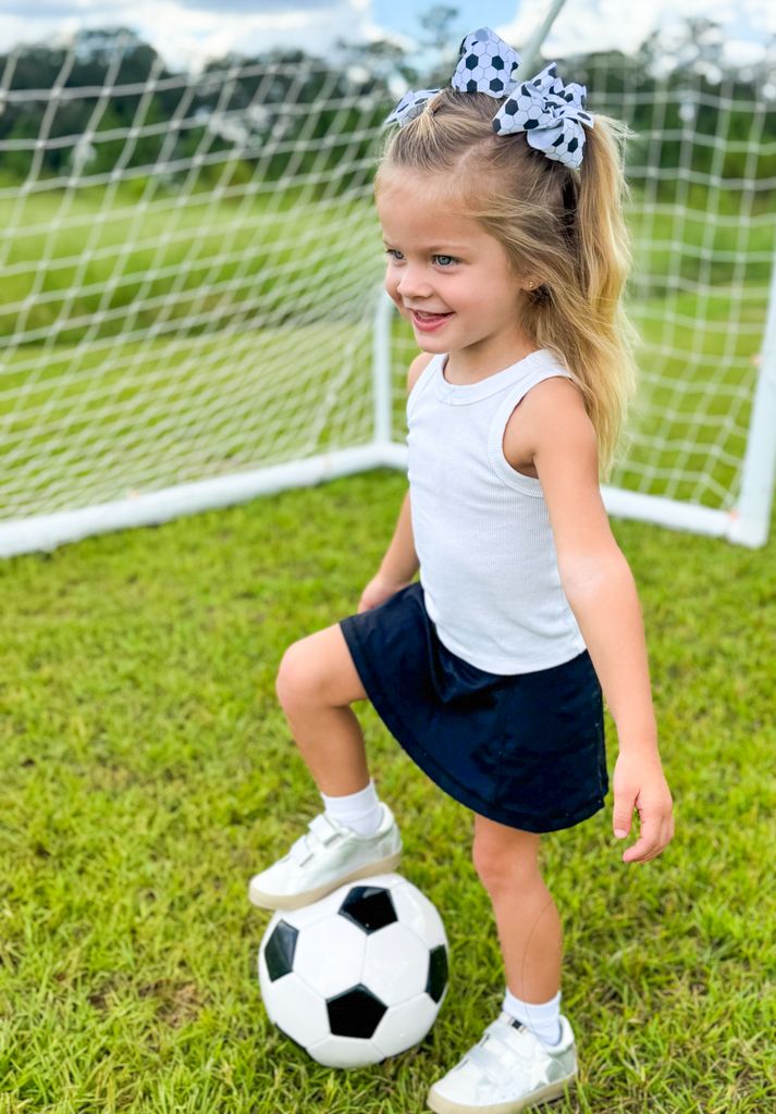 Medium Grosgrain Soccer Ball Print Hair Bow