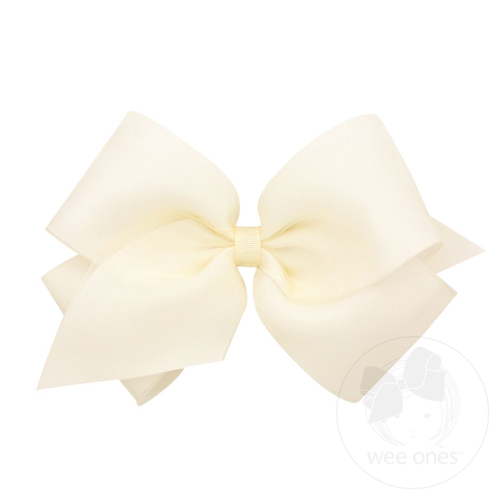 King Organza and Grosgrain Overlay Hair Bow - OFF WHITE